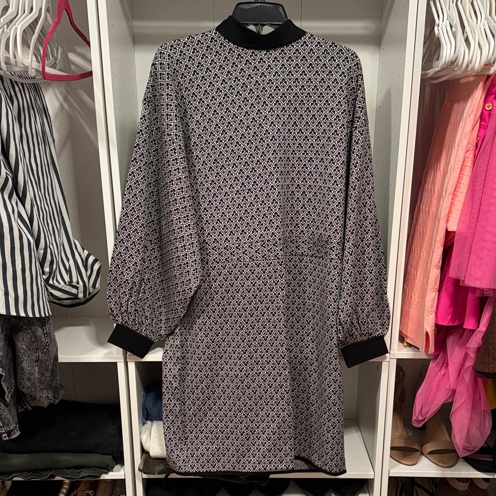 Eloquii Black and Gray Textured Dress